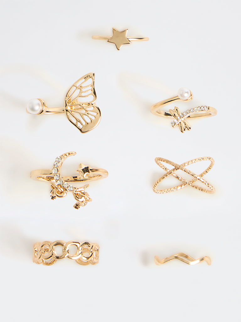 Westside Accessories Gold Multi-Stack Rings - Pack of 7