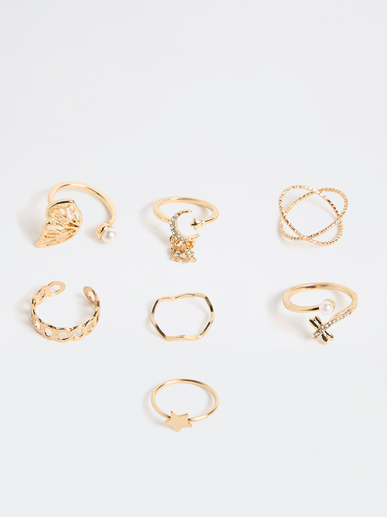 Westside Accessories Gold Multi-Stack Rings - Pack of 7