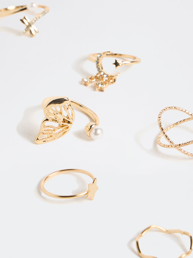 Westside Accessories Gold Multi-Stack Rings - Pack of 7