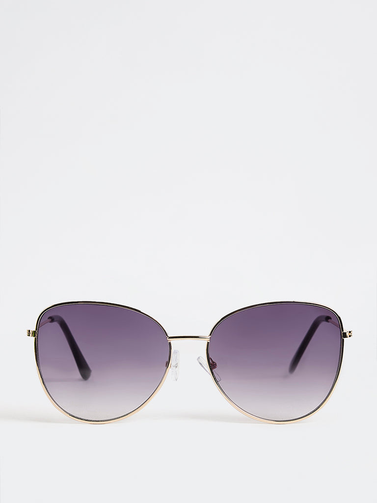 Westside Accessories Grey Metal Frame Sunglasses with Pouch