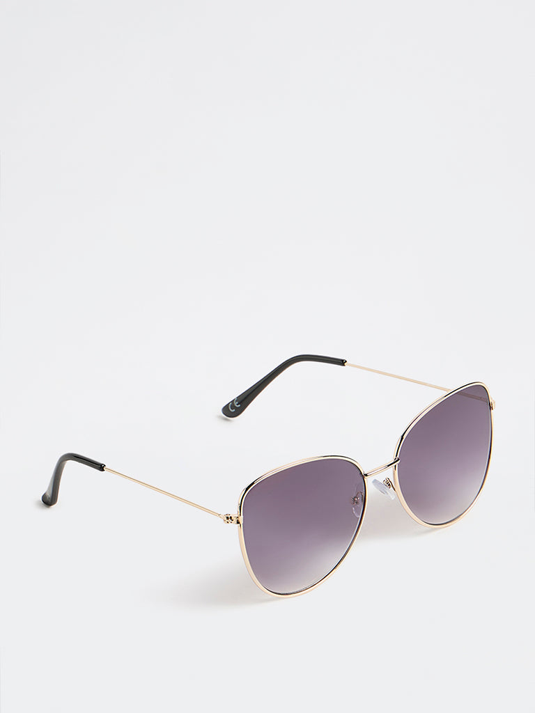 Westside Accessories Grey Metal Frame Sunglasses with Pouch
