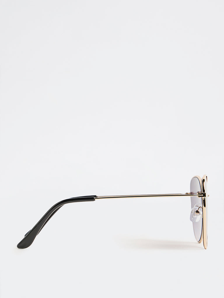 Westside Accessories Grey Metal Frame Sunglasses with Pouch