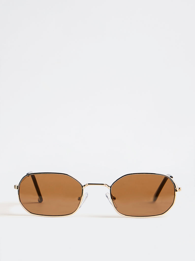 Westside Accessories Brown Metal Frame Sunglasses with Pouch