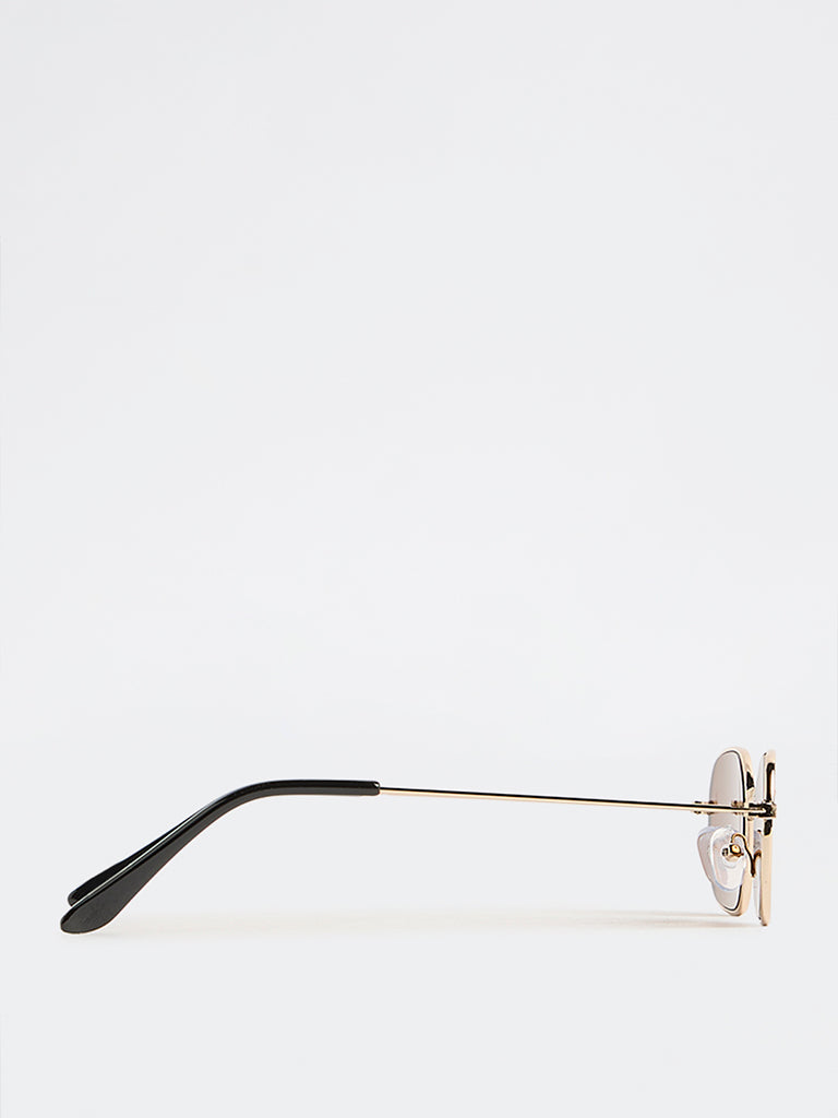 Westside Accessories Brown Metal Frame Sunglasses with Pouch