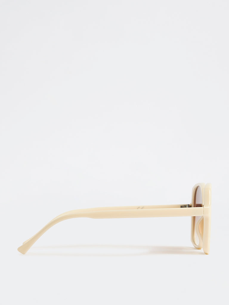 Westside Accessories Cream Oversized Sunglasses with Pouch