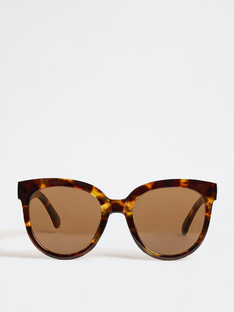 Westside Accessories Brown Animal Pattern Oversized Sunglasses with Pouch
