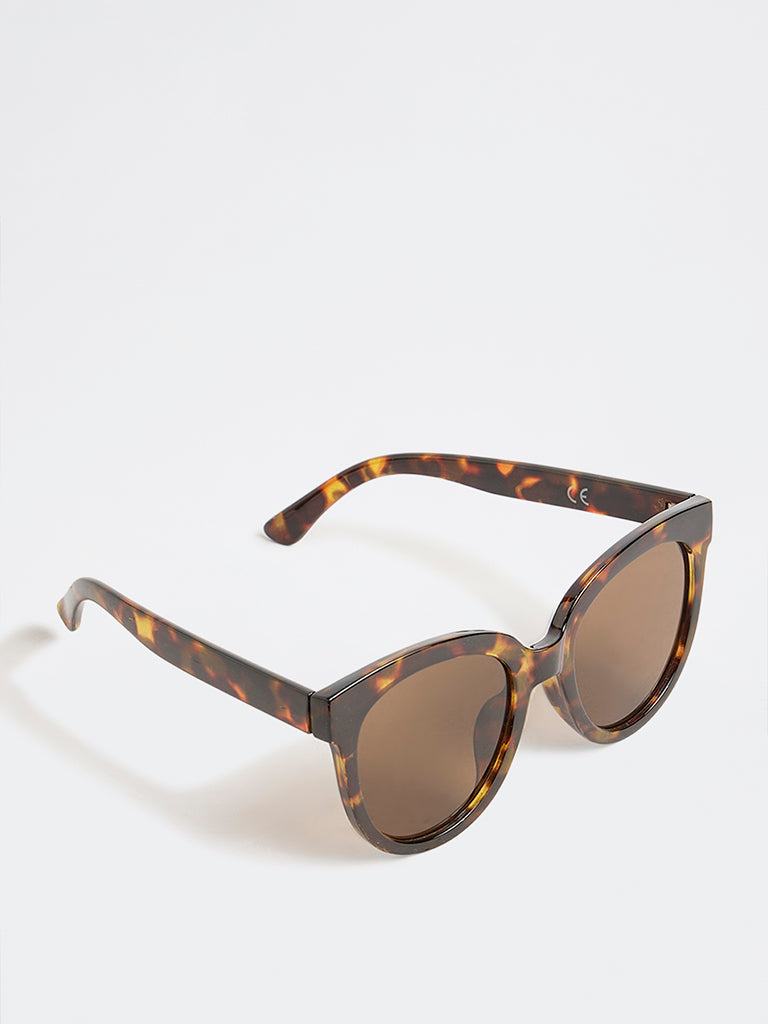 Westside Accessories Brown Animal Pattern Oversized Sunglasses with Pouch