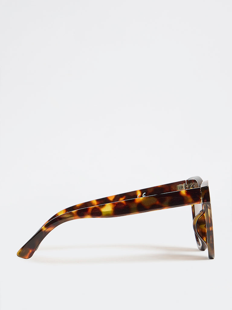 Westside Accessories Brown Animal Pattern Oversized Sunglasses with Pouch
