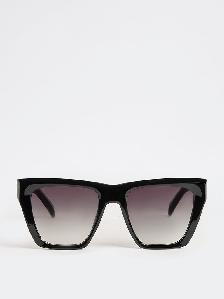 Westside Accessories Black Rectangular Sunglasses with Pouch