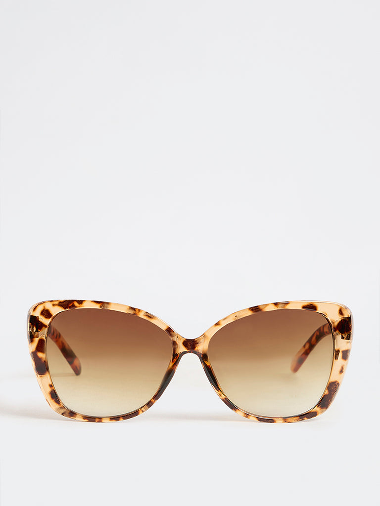 Westside Accessories Brown Tortoiseshell Cat-Eye Sunglasses with Pouch