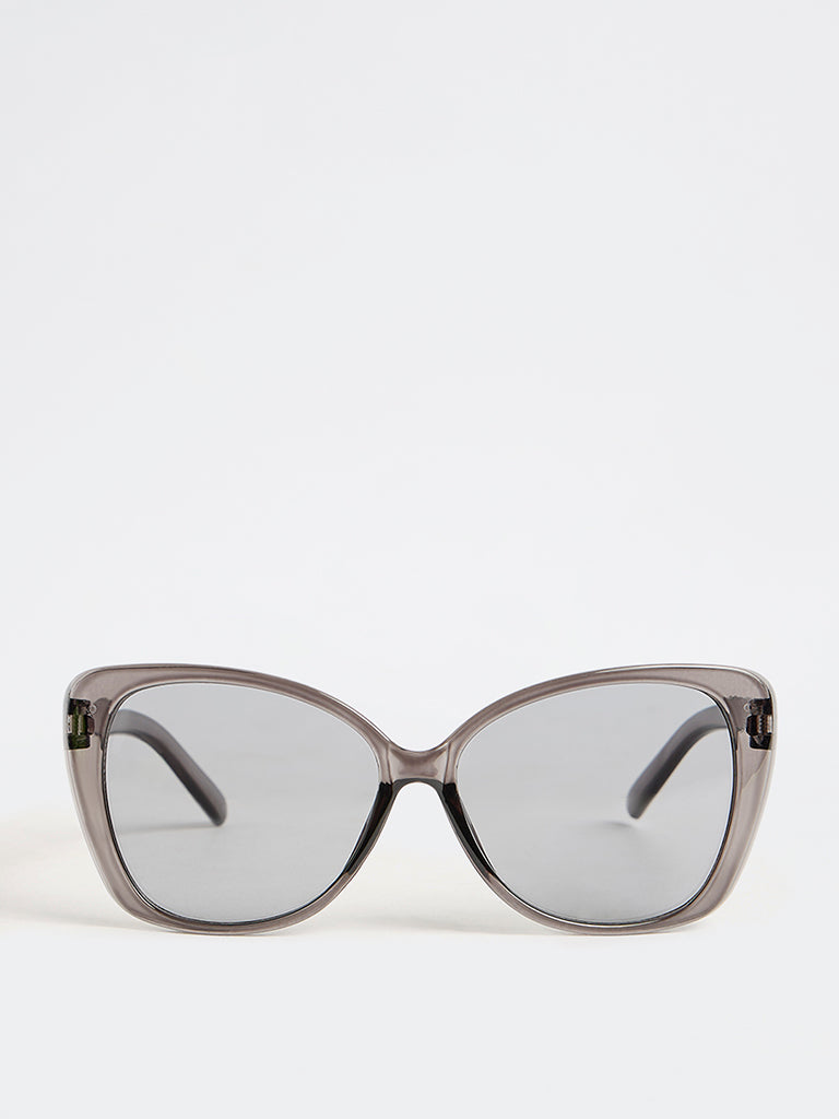Westside Accessories Grey Transparent Cat-Eye Sunglasses with Pouch