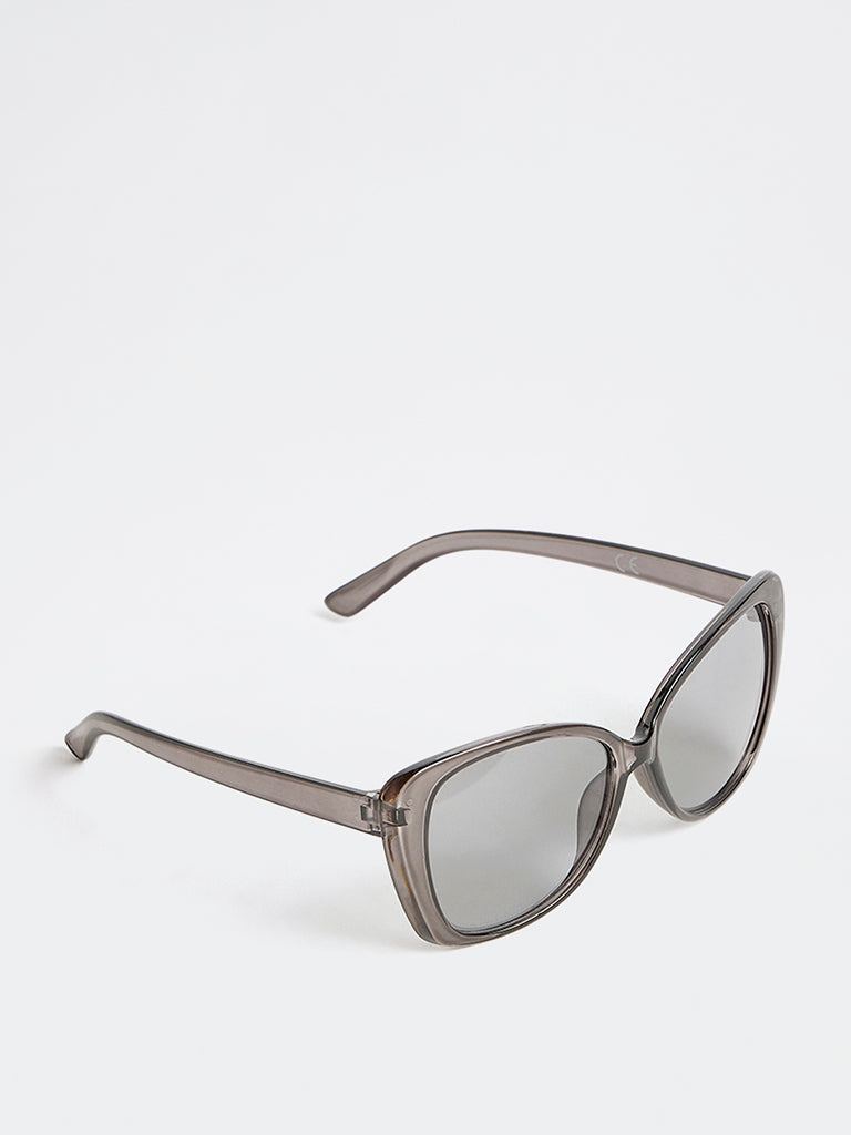 Westside Accessories Grey Transparent Cat-Eye Sunglasses with Pouch