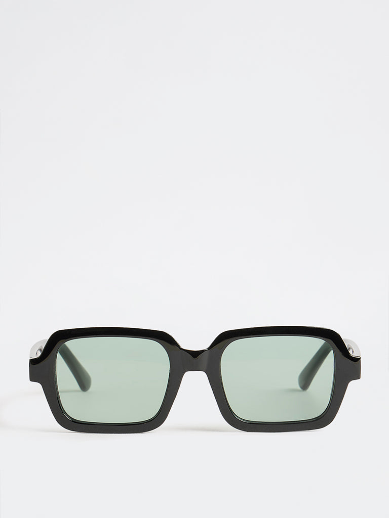 Westside Accessories Black Rectangular Sunglasses with Pouch