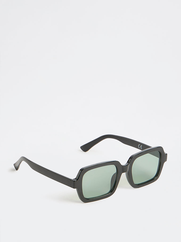 Westside Accessories Black Rectangular Sunglasses with Pouch