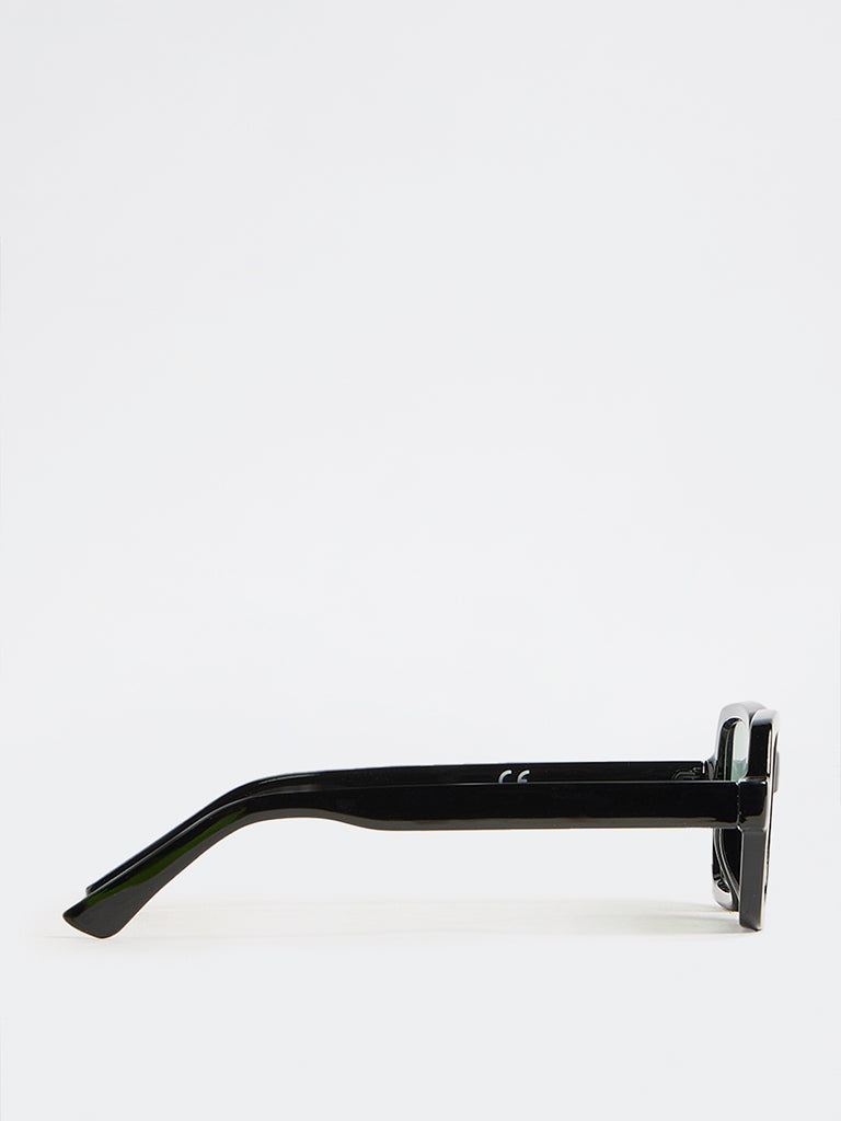 Westside Accessories Black Rectangular Sunglasses with Pouch