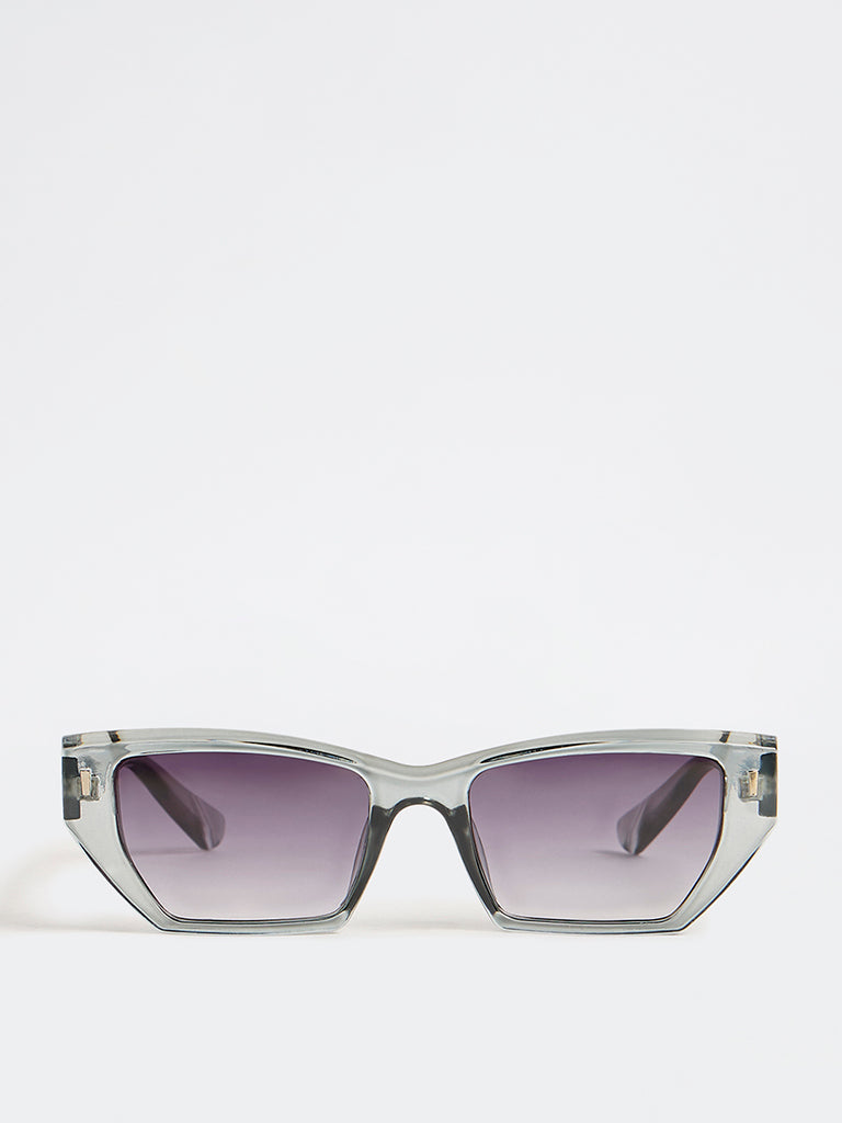 Westside Accessories Grey Transparent Sunglasses with Pouch