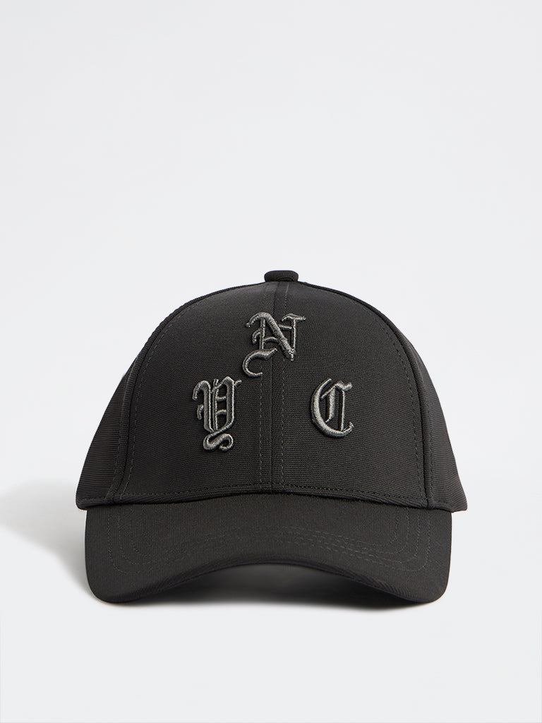 Nuon Black Text Embroidered Baseball Cap