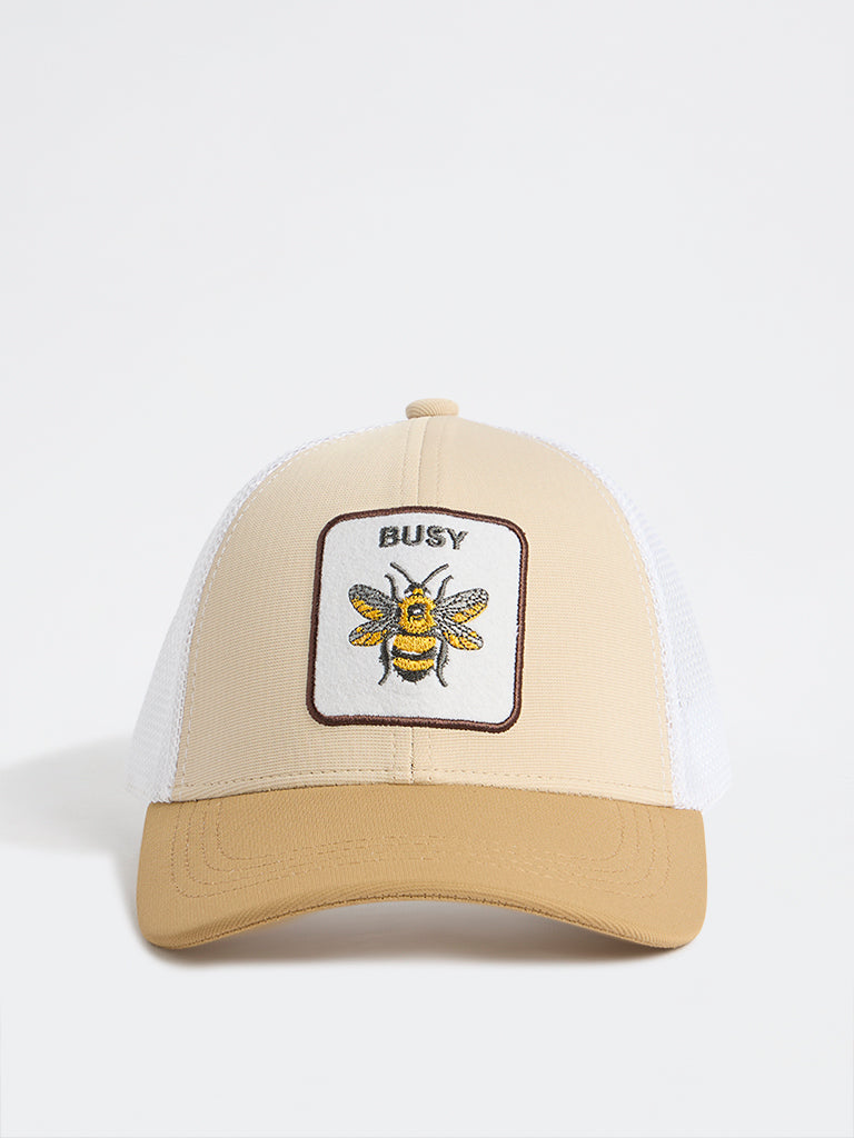 Nuon Beige Bee Embroidered Trucker Cap