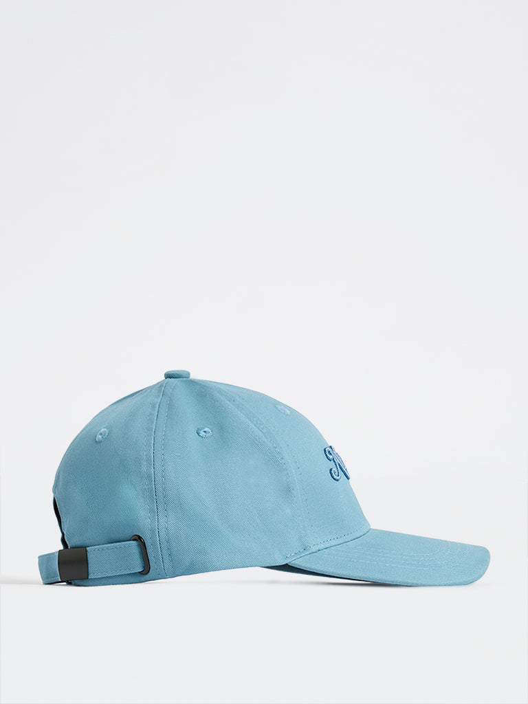 Nuon Light Blue Text Embroidered Baseball Cap