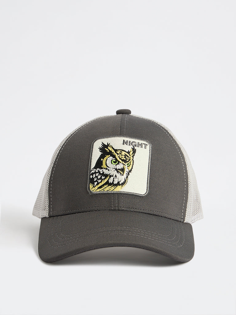 Nuon Grey Owl Embroidered Cap