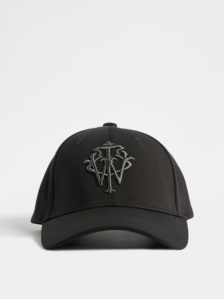 Nuon Black Text-Embroidered Baseball Cap