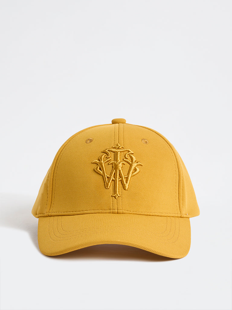 Nuon Mustard Text-Embroidered Baseball Cap