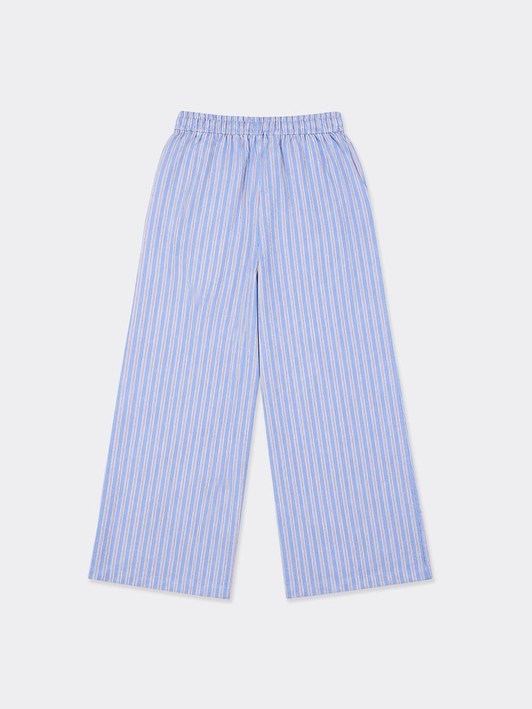 Wunderlove Blue Striped High-Rise Cotton-Blend Pants