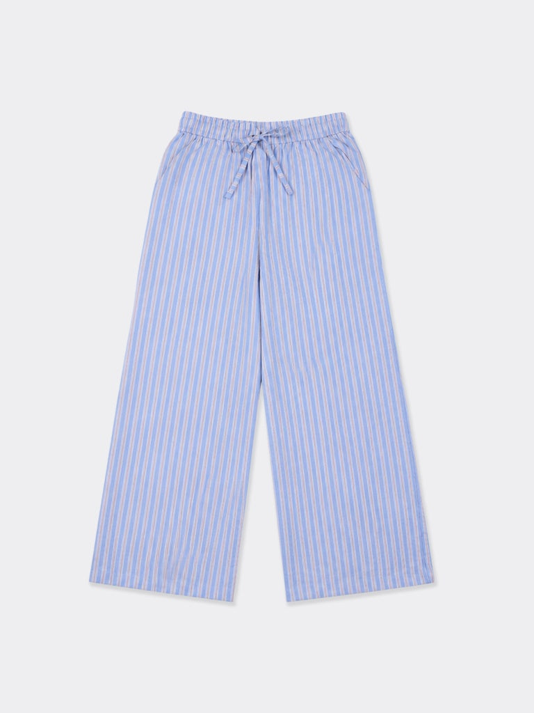 Wunderlove Blue Striped High-Rise Cotton-Blend Pants