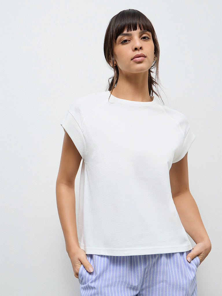 Wunderlove White Solid Cotton T-Shirt