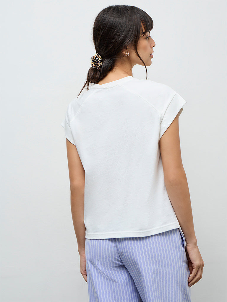 Wunderlove White Solid Cotton T-Shirt