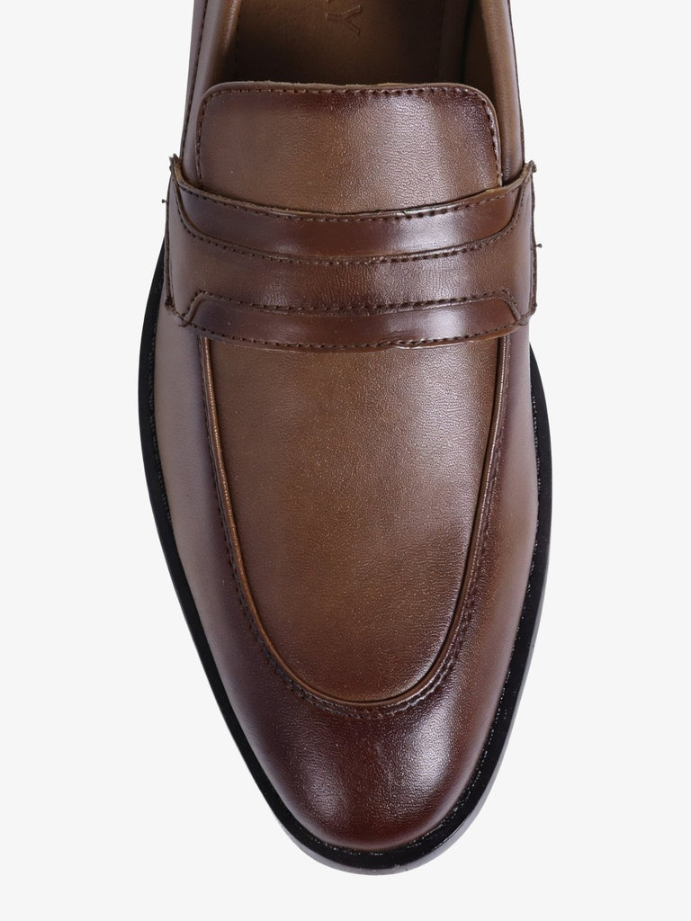 SOLEPLAY Brown Textured Slip-On Loafers