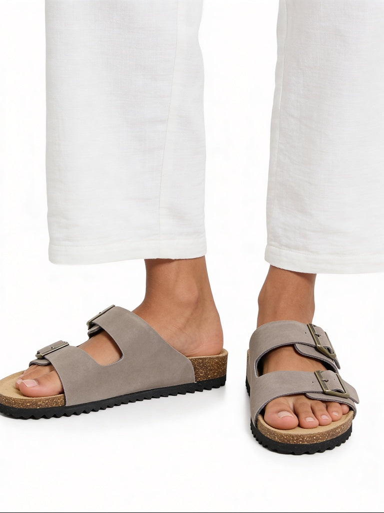 SOLEPLAY Grey Double Strap Sandals