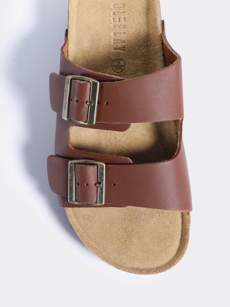 SOLEPLAY Tan Double Strap Comfort Sandals