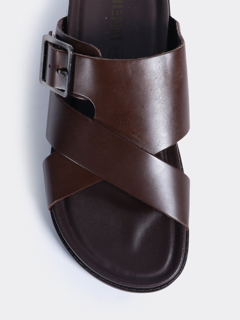 SOLEPLAY Brown Buckled Cross-Strap Sandals