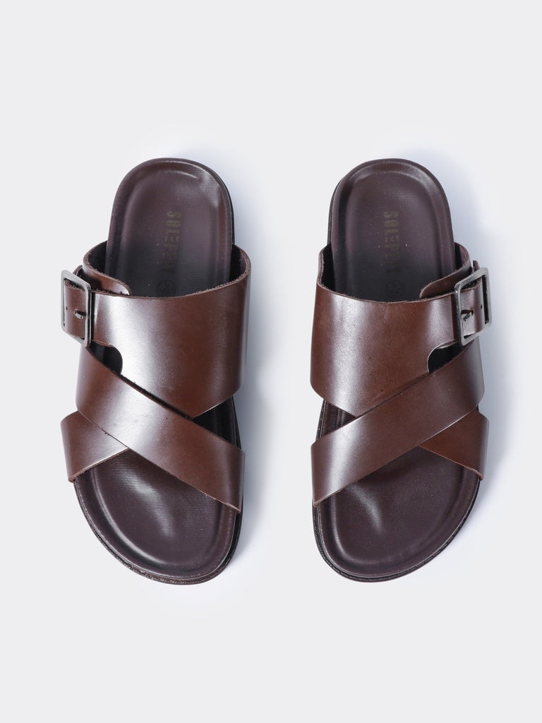SOLEPLAY Brown Buckled Cross-Strap Sandals