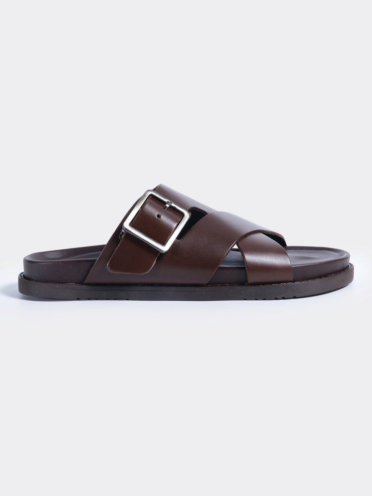 SOLEPLAY Brown Buckled Cross-Strap Sandals