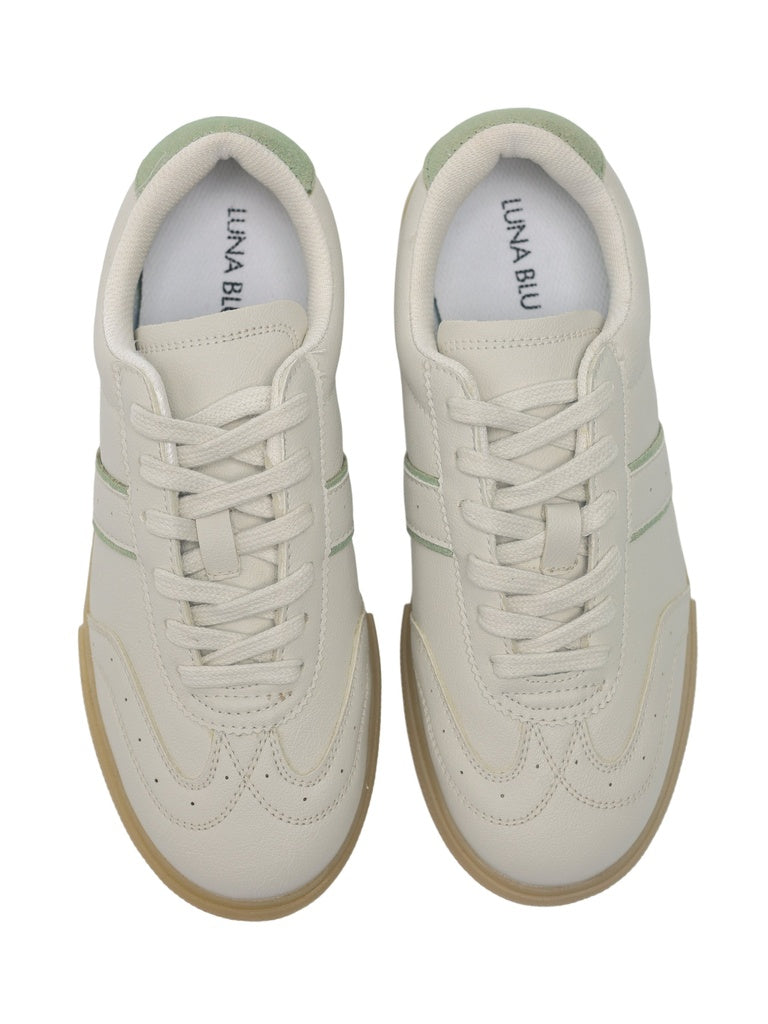 LUNA BLU Ivory Perforated Lace-Up Trainer Sneakers