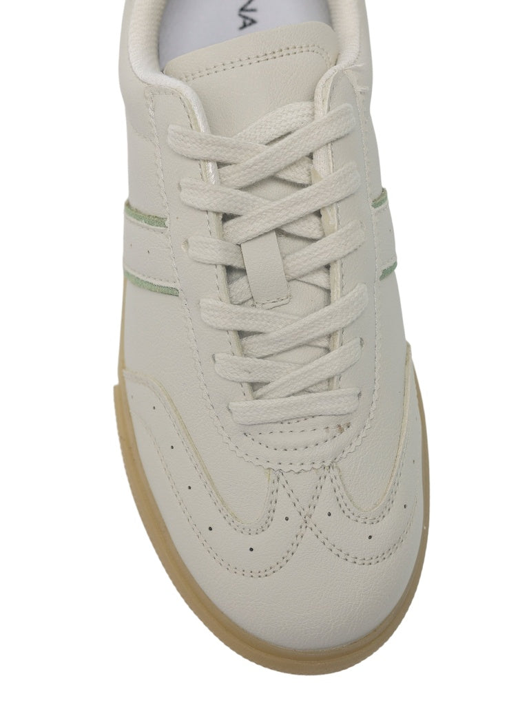 LUNA BLU Ivory Perforated Lace-Up Trainer Sneakers