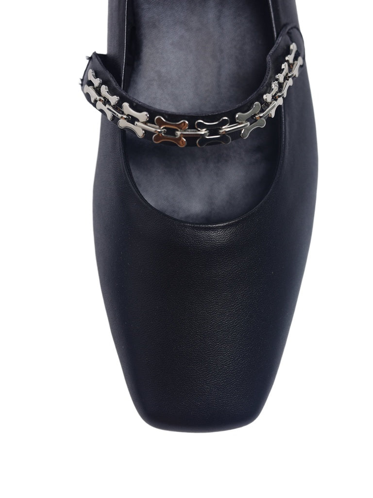 LUNA BLU Black Chain Detail Mary Jane Shoes
