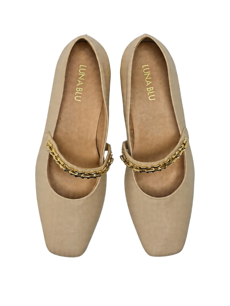 LUNA BLU Ivory Chain Detail Mary Jane Shoes