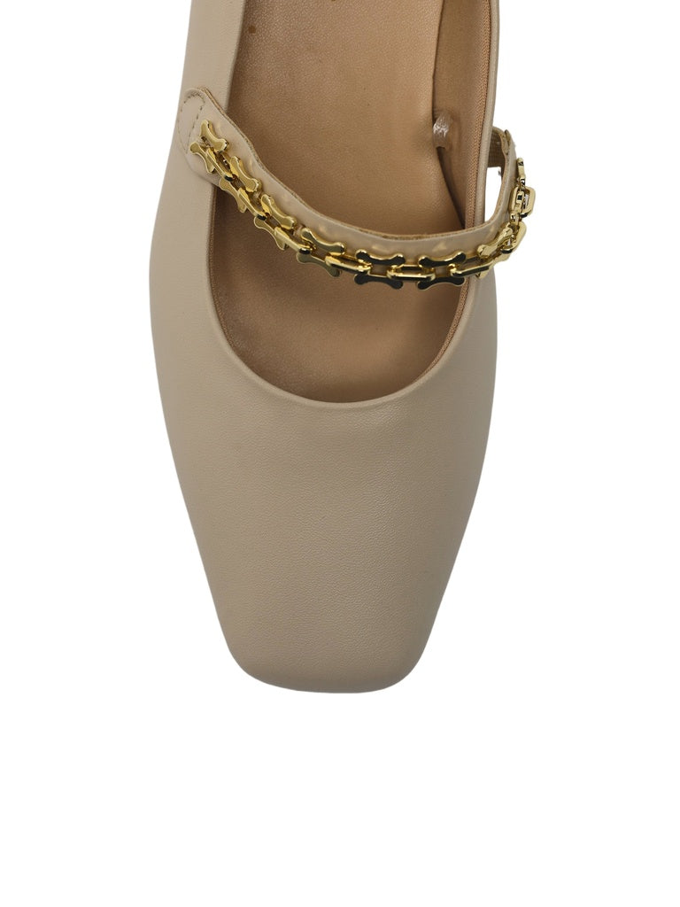 LUNA BLU Ivory Chain Detail Mary Jane Shoes