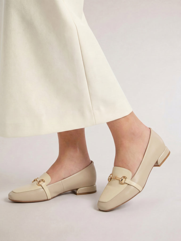 LUNA BLU Ivory Metal-Detailed Loafers