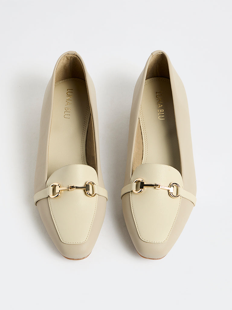 LUNA BLU Ivory Metal-Detailed Loafers