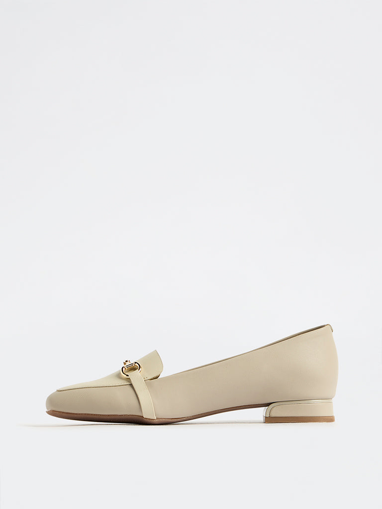 LUNA BLU Ivory Metal-Detailed Loafers