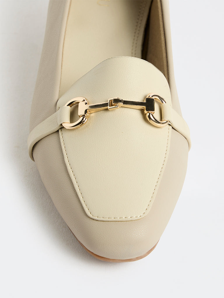 LUNA BLU Ivory Metal-Detailed Loafers