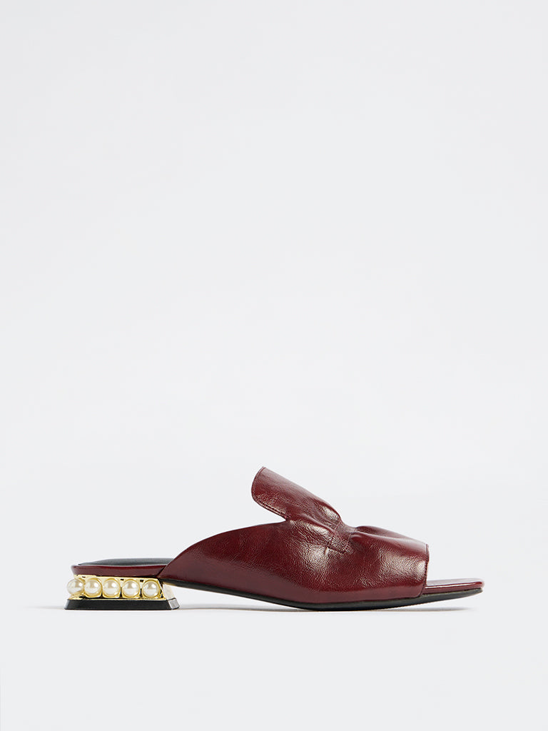 LUNA BLU Burgundy Ruched Mules