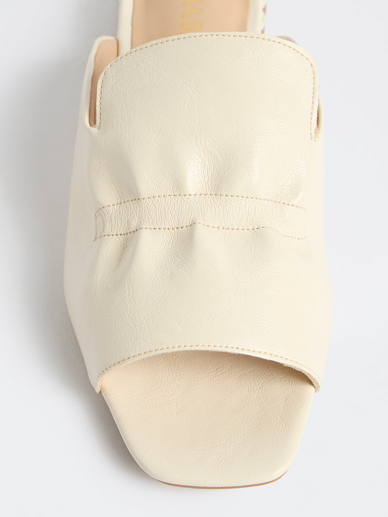 LUNA BLU Ivory Ruched Mules