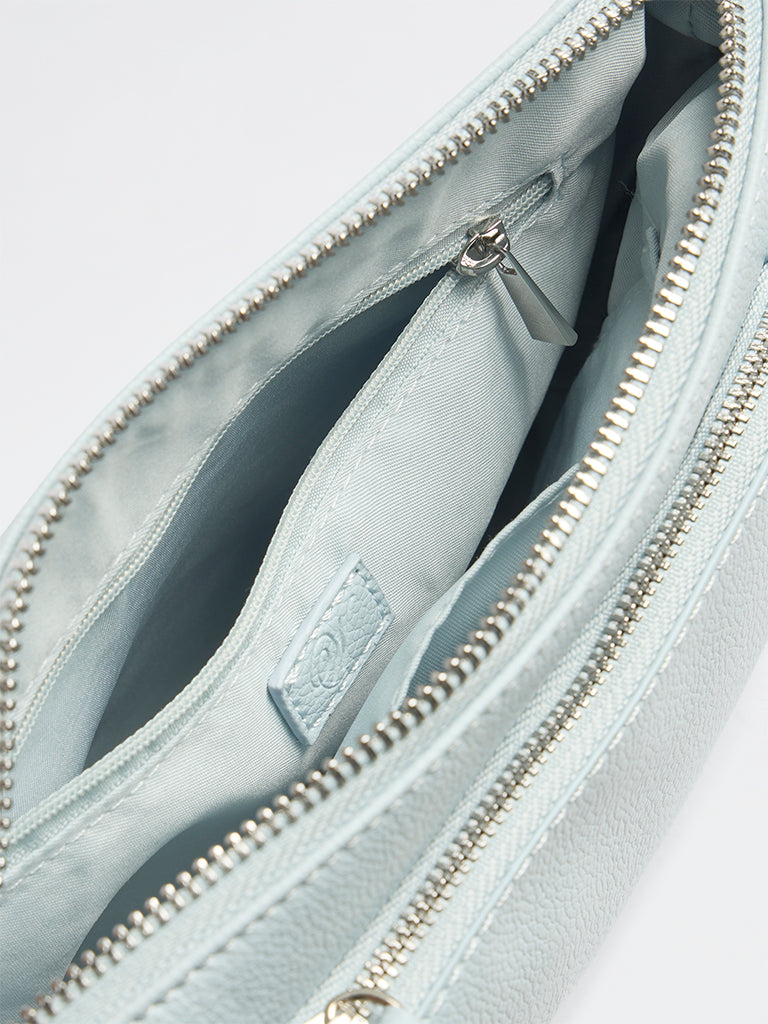 Westside Light Blue Stud-Detail Textured Sling Bag
