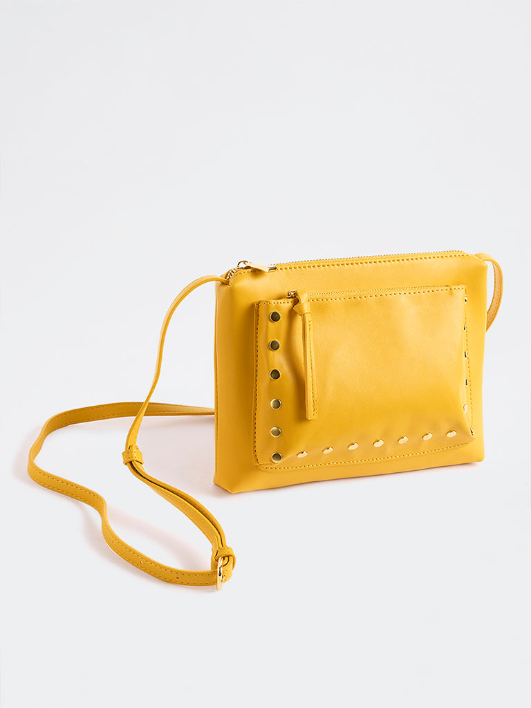 Westside Yellow Studded Sling Bag