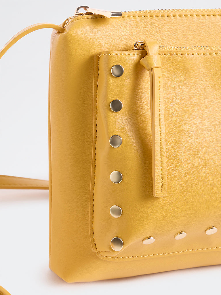 Westside Yellow Studded Sling Bag
